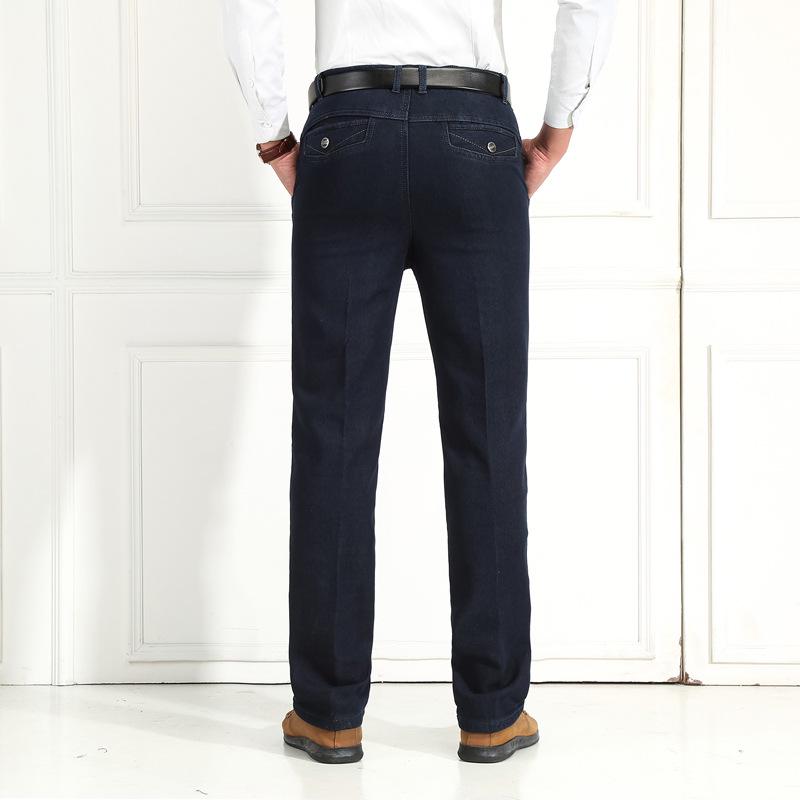 Herren Fleecegefütterte Elastische High-Waist Denimhose - Bequem, Langlebig, Ganzjahreskleidung