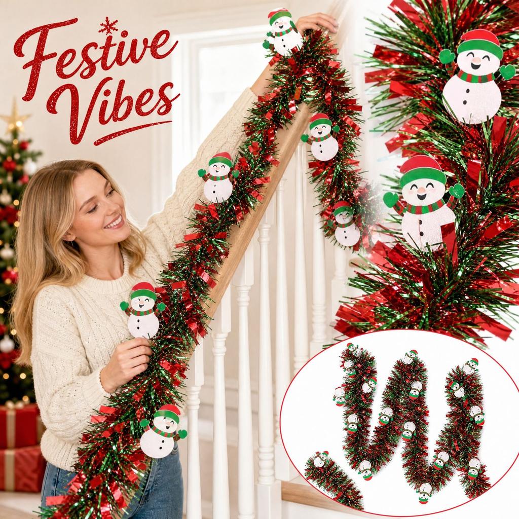 Artificial Christmas Decorative Garland with Festive Colorful Strips for Holiday Party Home Decor