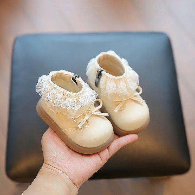 

Baby girl boots, autumn baby girl shoes, princess shoes, girls small leather boots, infant walking shoes, short boots 15 бежевый