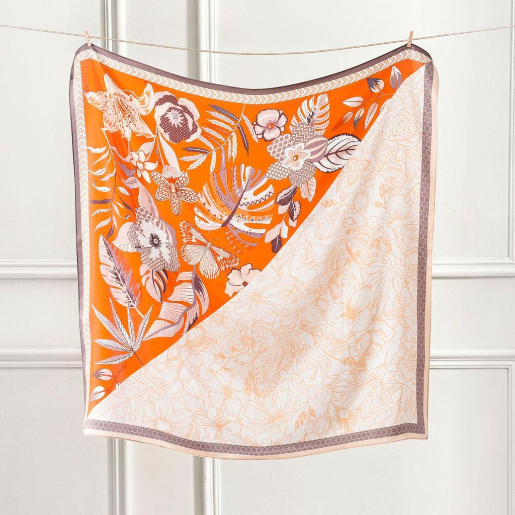 High-Quality Mulberry Silk Crepe Satin Scarf – Large Square, Sun Protection for Spring & Autumn