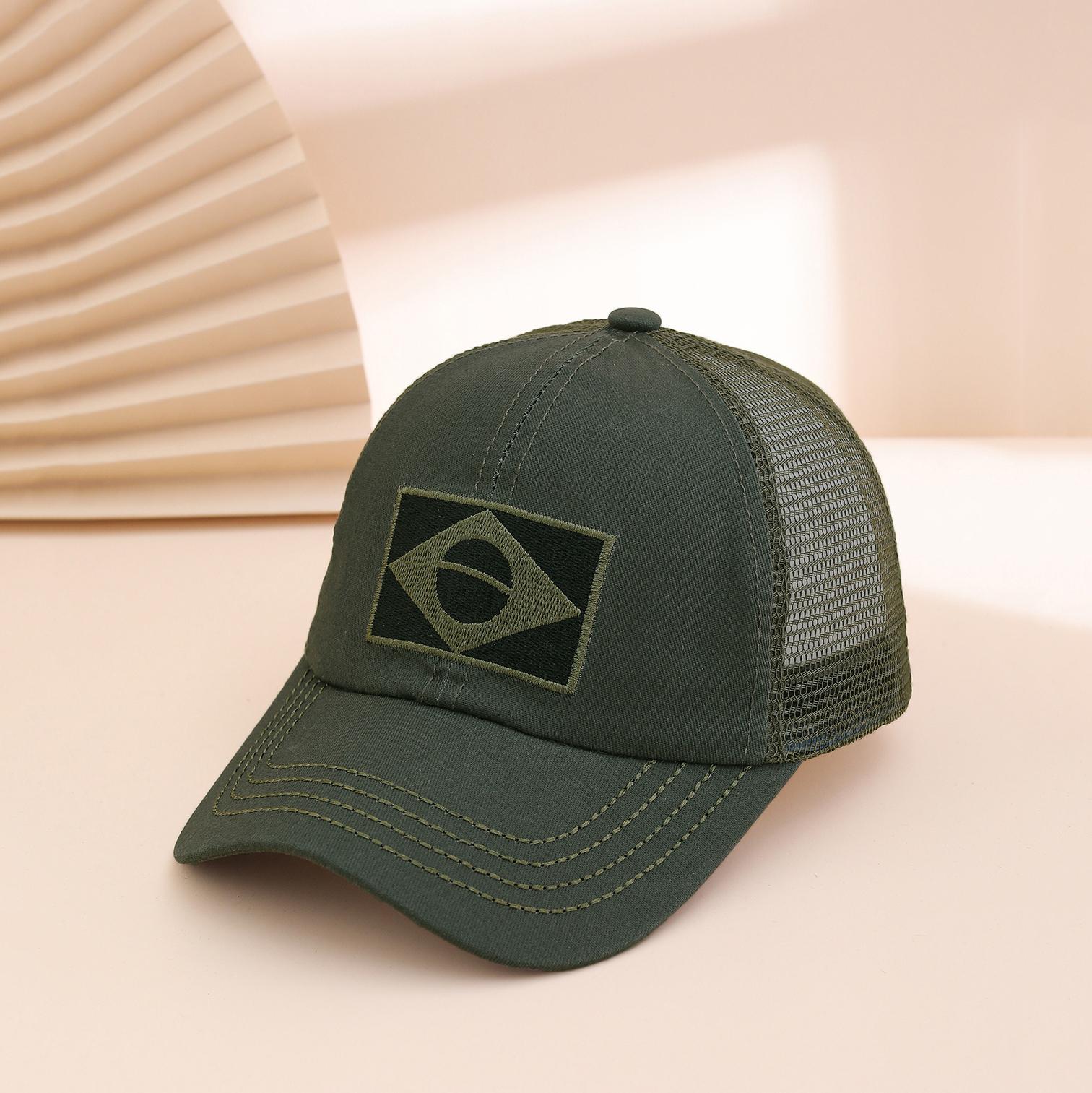 

Simple Fashion Embroidered Geometric Mesh Baseball Cap, Summer Outdoor Hiking Sun Protection Snapback Hat, Suitable for Outdoors One Size