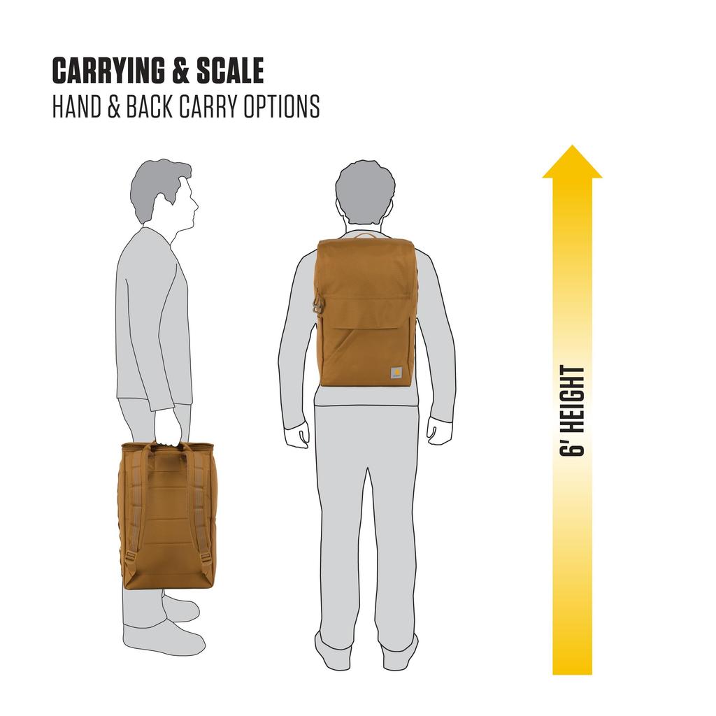 Carhartt 21L Top Load Backpack with Durable Waterproof Coated Canvas Base and 17-Inch Laptop Sleeve, Brown, One Size