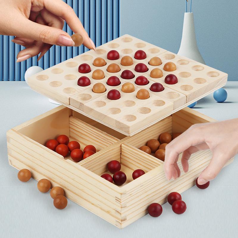 Multifunctional Rotating Flip Board: Educational Wooden Chess & Board Game for Kids