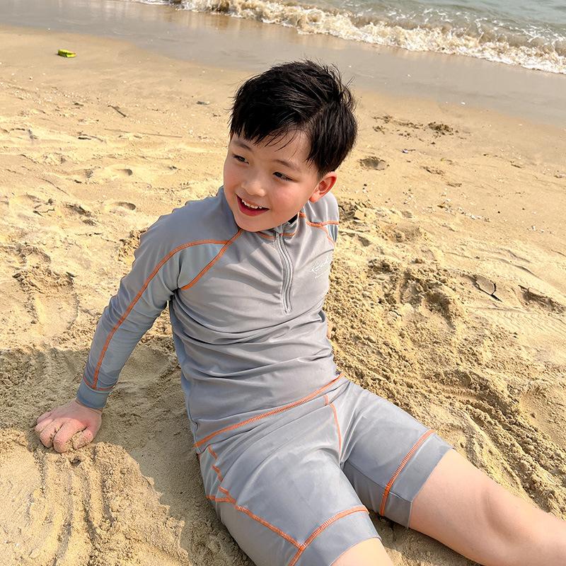 

Мужской подростковый летний купальный набор: Пляжная одежда с длинным рукавом для студентов 7XL Height 165cm Weight 105-130kg серый