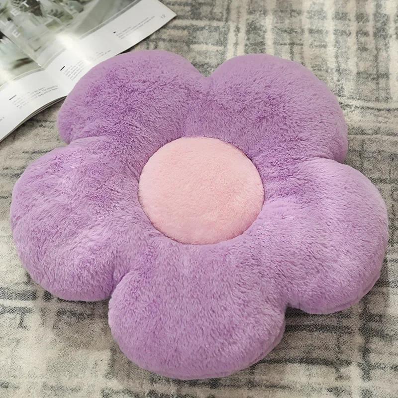 

Birthday Gift Rabbit Hair Soft Flower Mat 50cm Bedhead Cushion Living Room Sofa Decor Floor Flat Bottom Office Cushion Supplies 50x50cm фиолетовый