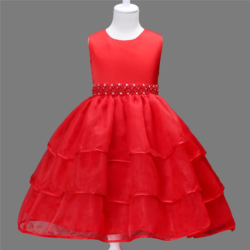 Robe de Mariage de Princesse Fait Main pour Enfants avec Fleurs en Tulle et Ceinture