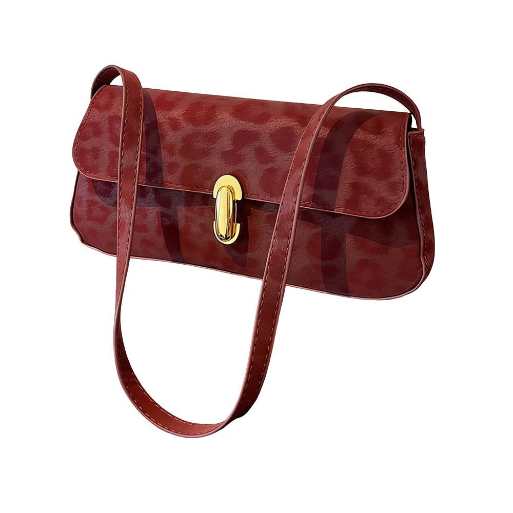 High Quality Large Capacity Shoulder Bag with Metal Buckle Leopard Print Underarm Bag Crossbody Bag