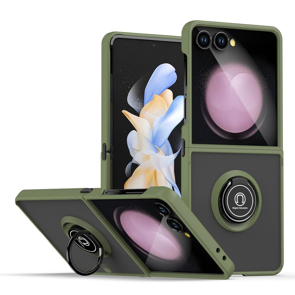 Sports for Luxury Magnetic Ring Folding Cell Phone Case for Z Flip 5G/7 Protective TPU+PC Shockproof Screen Protector