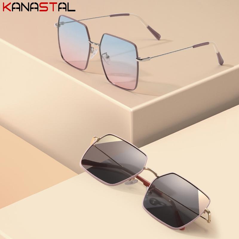 Women Sunglasses UV400 Polarized Sun Glasses Big Metal Eyeglasses Frame Camping Sunscreen Party Goggles Anti Glare Shade Eyewear