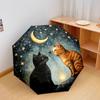 1 Stück Automatischer Faltregenschirm - Sternennacht Katzenmuster, Tragbares & Faltbares Design mit 8 Speichen, Weihnachts-Geburtstagsgeschenke