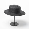 Spring and Summer New Simple Light Board Black Straw Straw Flat Top Hat Sun Protection Sunshade Travel Flat Straw Hat