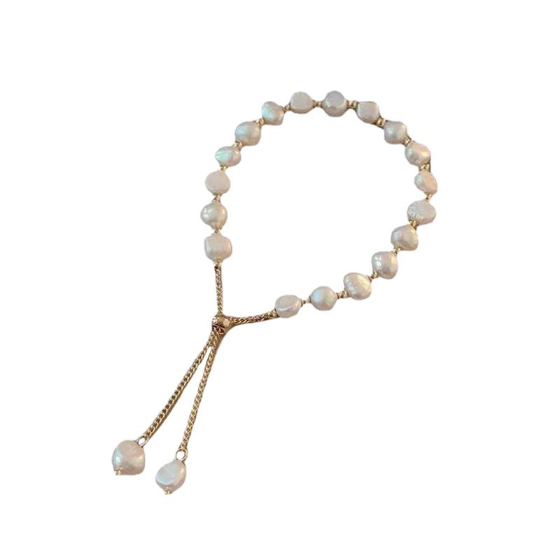 Gold Color Beads Pearls Mixed Adjustable Chain Bracelet Elegant Exquisite Bangles For Women Jewelry Gift