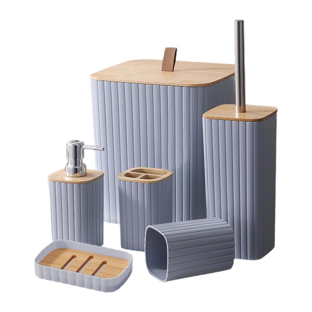 6 Pieces Bathroom Accessory Set Toilet Brush Decorative Sturdy Modern Toothbrush Holder Lotion