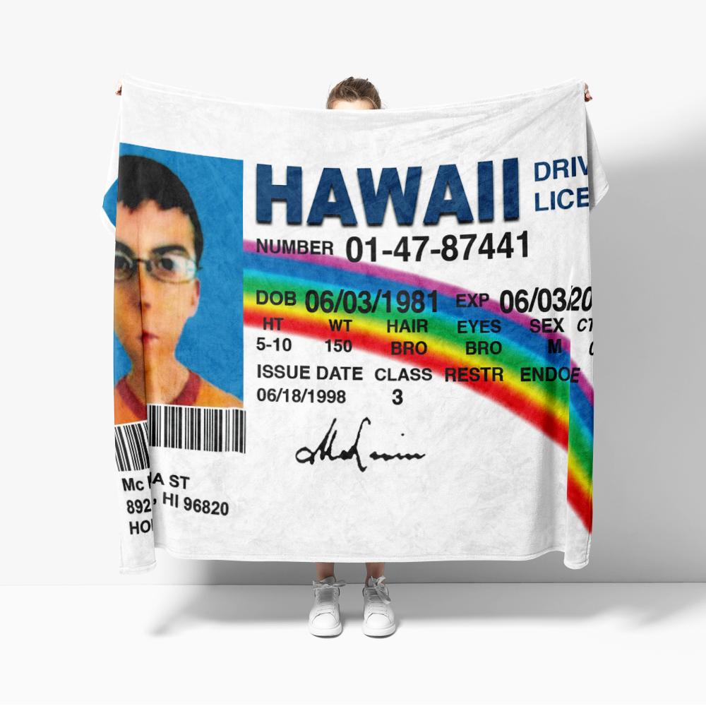 McLovin Flannel Throw Blanket Fake ID Driver License Blankets Sofa Decoration and Pa blankets Cozy Soft 75x90cm