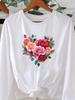 (Asian Size) Watercolor Flower Trend O-neck Women T Shirt Tee Lady Printed Female Clothing Casual Fashion Top Long Sleeve  Graphic T-shirts