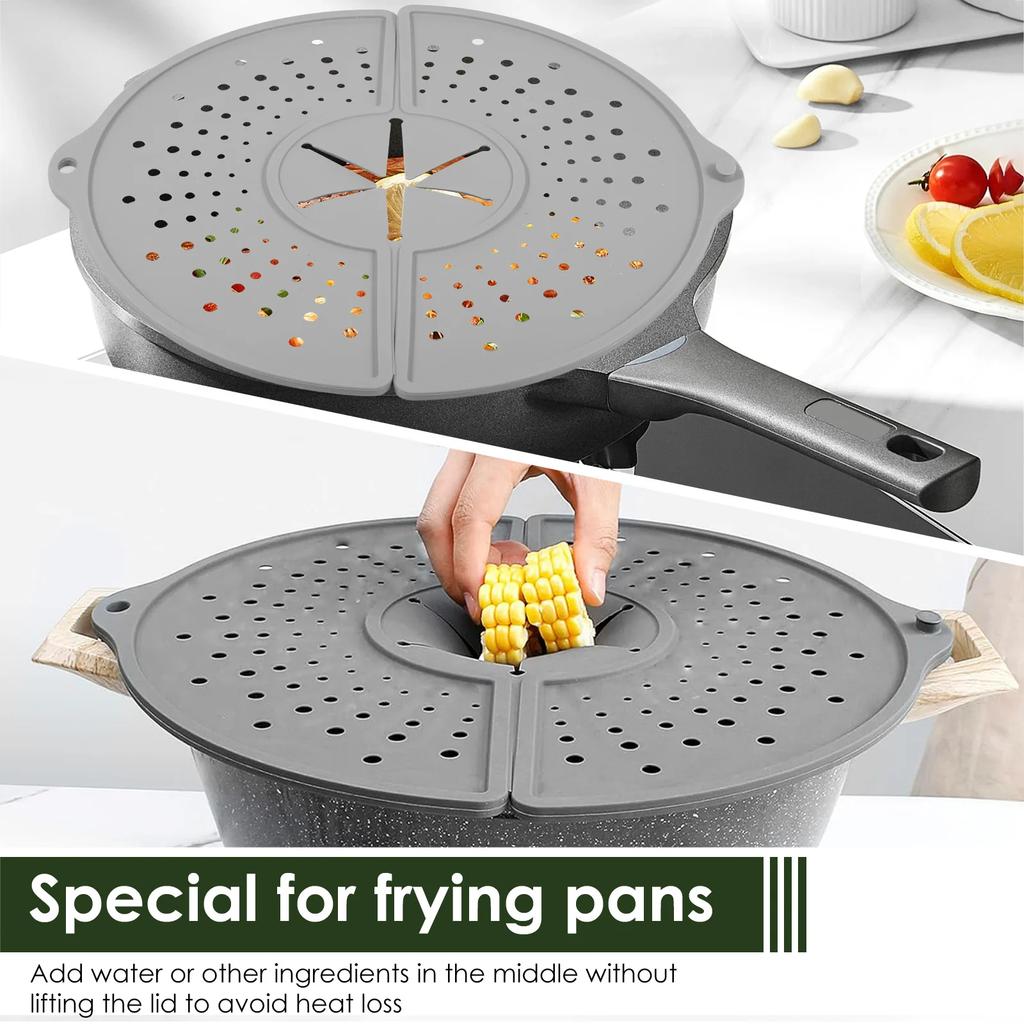 Silicone Kitchen Splatter Screen Foldable Heat-resisting Oil Splash Guard Drain Board Cover Kitchen Frying Pan Lid Kitchen Tools