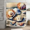 Blue White Orange Shell Bath Shower Curtain Waterproof Decorative Sink Room Washing Set for Bathroom Decoration 3D Printed Sea A