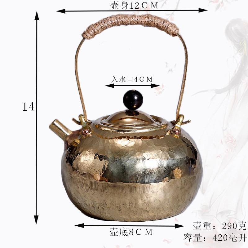 Handcrafted Copper Kettle Tea Brewing Warming Wine Side Handle Design 420ml 750ml 1000ml 1100ml