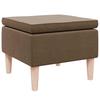 Footstool with Wooden Legs Brown Fabric