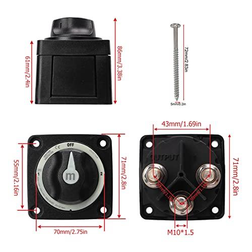 KIMISS Batterie-Trennschalter-Kit, 300A Batterie-Wahlschalter, Schwerlast 3-Positionen Marine-Batterie-Trennschalter für Wohnmobile und Boote