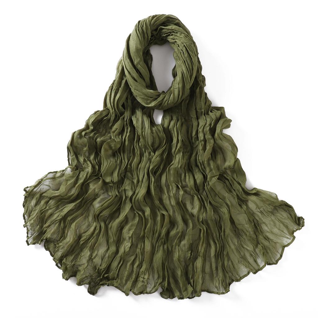 Autumn New Crumpled Scarf For Women Girls Students Solid Color Cotton Voile Thin Scarves Soft Knitting Shawl Female Wrap Shawls