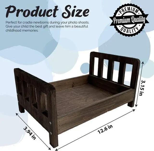 Newborn Photography Props Children's Wooden Bed Baby Accessories Keepsakes Souvenirs Photos Studio Pictures for Infant Boy Girl