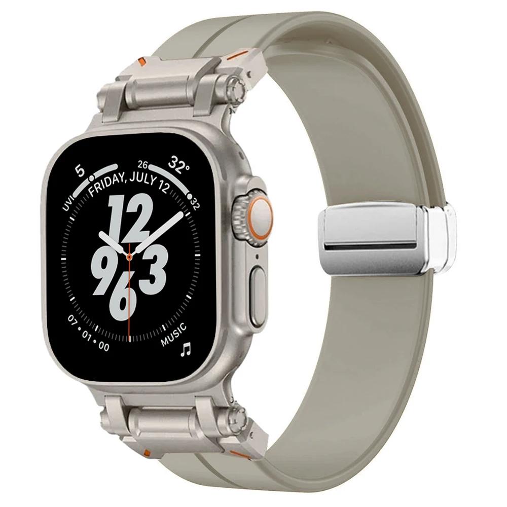 Silicone Loop Strap for Apple Watch Ultra 2 49mm 10 46mm Sports Magnetic Bracelet for iWatch Series 9 8 7 45mm 6 5 SE 44mm Band