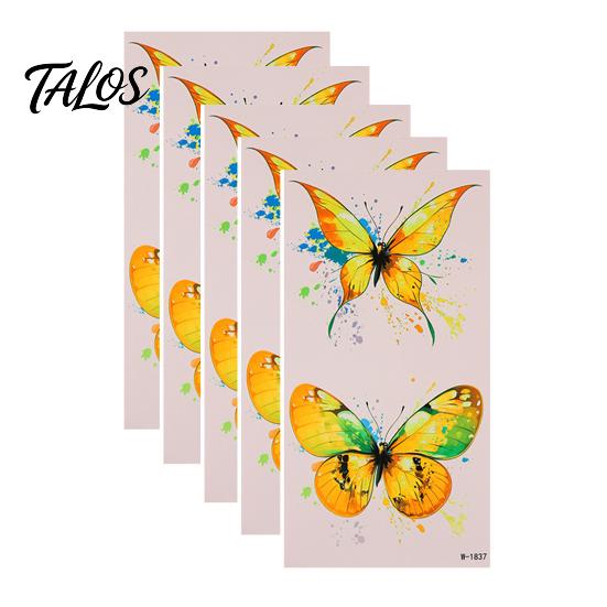 Talos 5 Sheets Butterfly Tattoo Stickers, Waterproof Temporary Flower Tattoos, Colorful Face Body Tattoos for Parties Night Club Music Festival