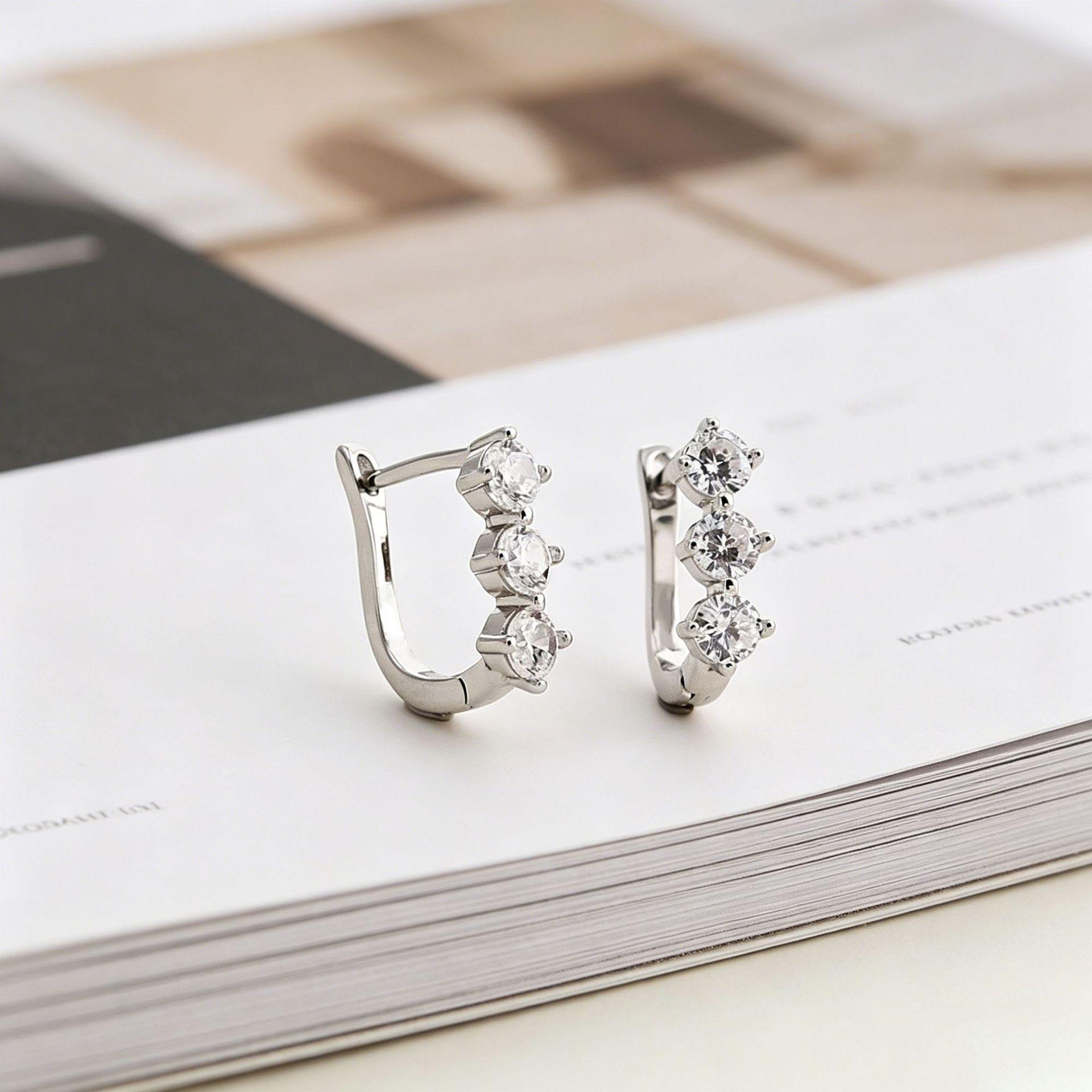 Yanbai Elegant Three-Row Rhinestone U-Shaped Ear Cuffs for Women