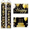 80th Birthday Party Banner Decorations for Women Men 80 Year Old Door Banners Signs Black Gold Cheers to 80 Years Brithday Party Supplies Welcome