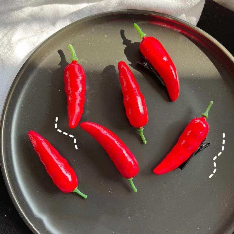 

1 шт. забавная заколка для волос с перцем чили, имитация еды, заколки для волос для детей, девочек, женщин, аксессуары для волос, зажим для утиного клюва, боковой зажим