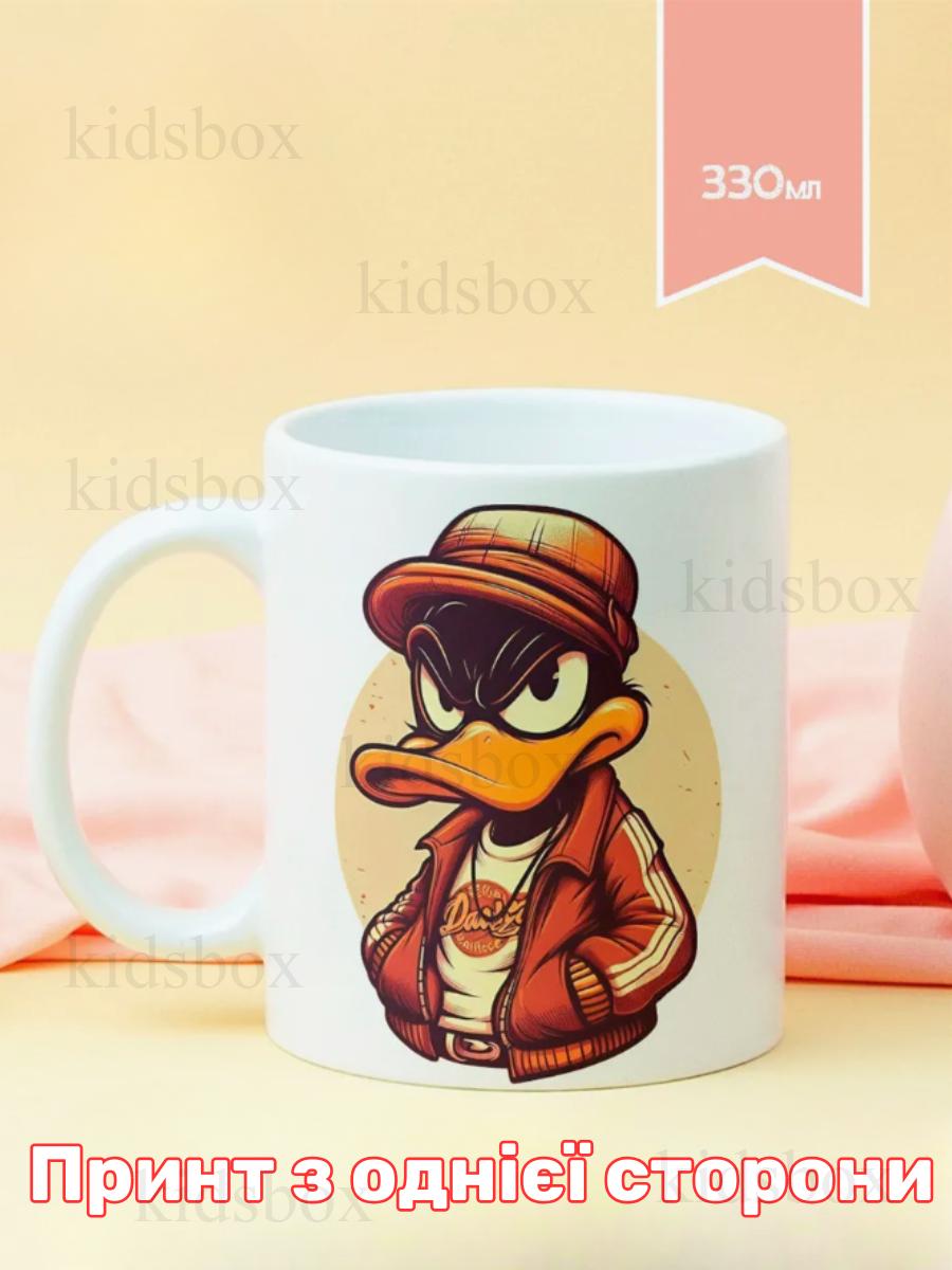 

Кружка Дональд Дак качка с принтом керамическая чашка Duck 330 мл 9.5 білий