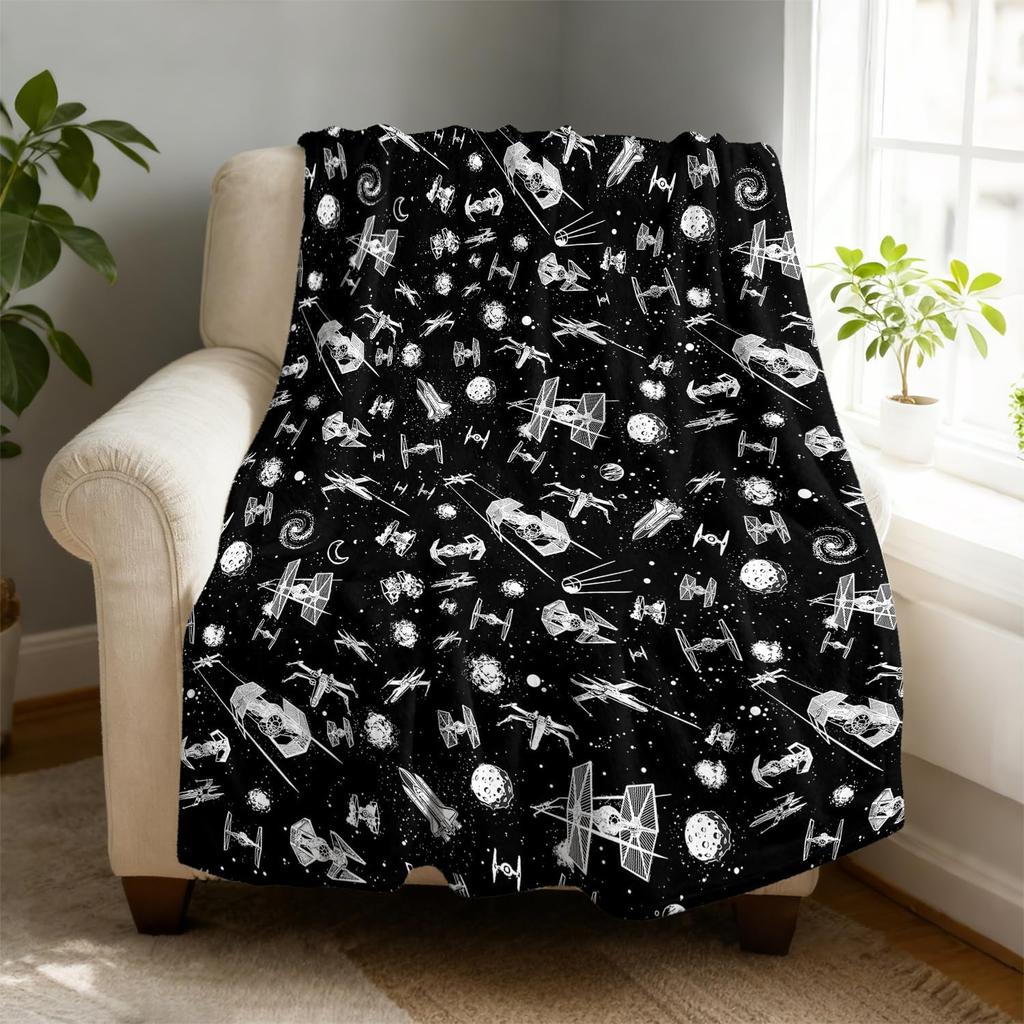Black Spaceships Fleece Throw Blanket 40 x 50 inches for Couch Sofa Bed,Super Soft Cozy Plush Microfiber Flannel Blanket Lightweight for Women, Men
