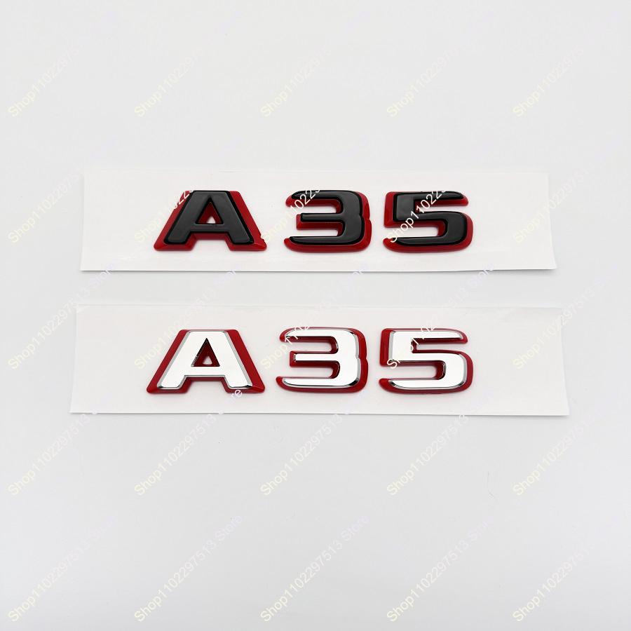 3D ABS A35 A45 A45s Chrome Black Red Logo Letters Badge Car Fender Trunk Rear POIGUIG Logo Sticker Emblem For W176 W177