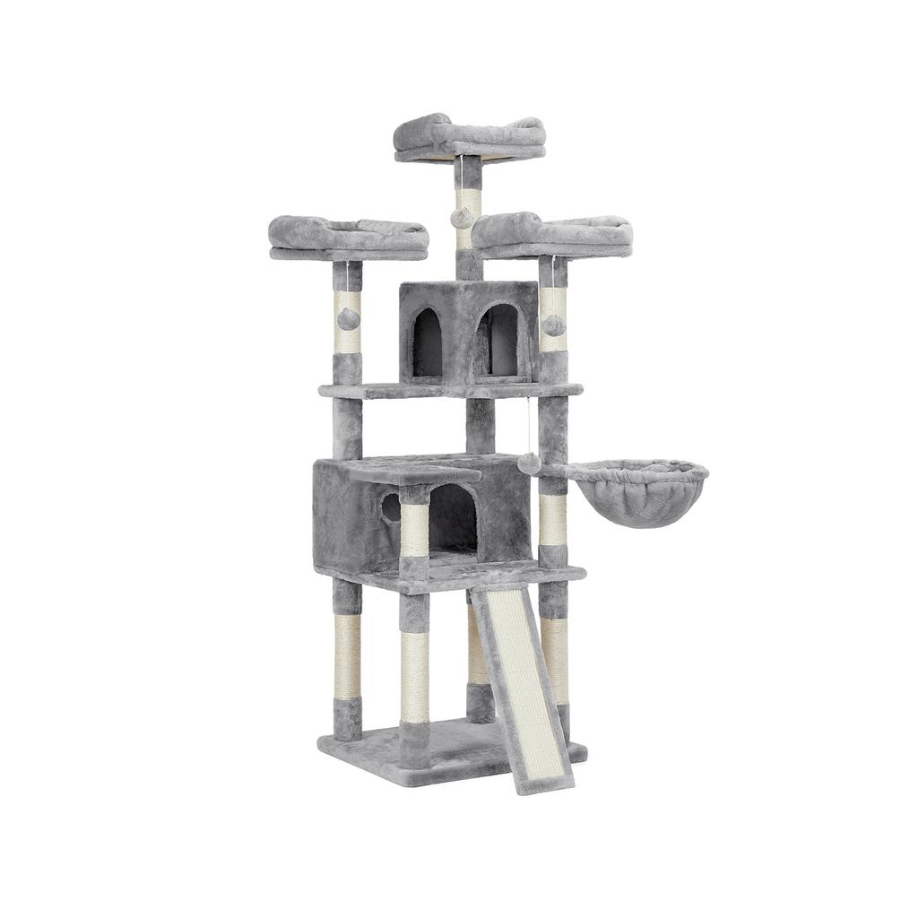 FEANDREA Cat Tree, XXL Cat Condo 172 cm, Light Grey