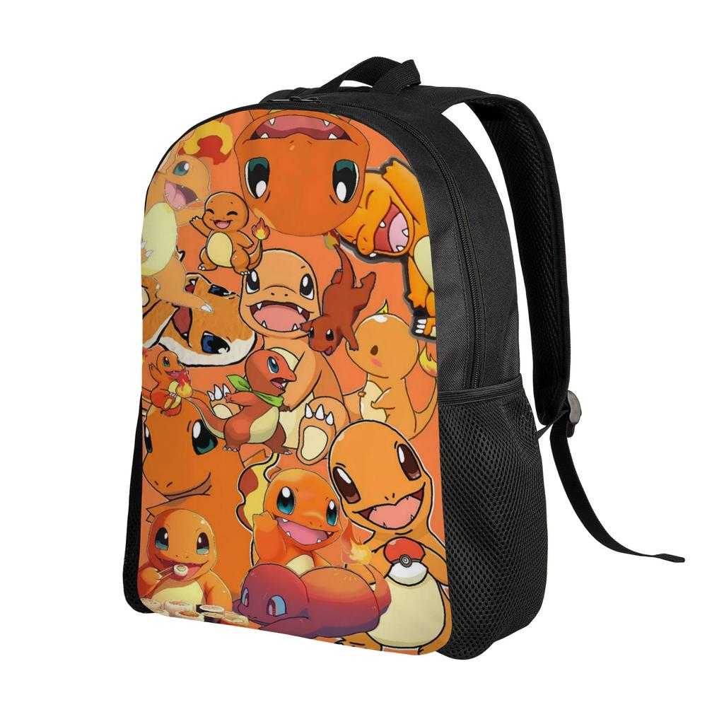 Charmander Group Cartoon Backpack  Youth Polyester Cycling Backpacks Soft Modern School Bags Rucksack