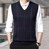 Meeste sügiskevadine kampsun vest kootud lahtine pullover V kaelusega ruuduline trükiga elastne pehme soe keskealine isa vanaisa kampsun vest