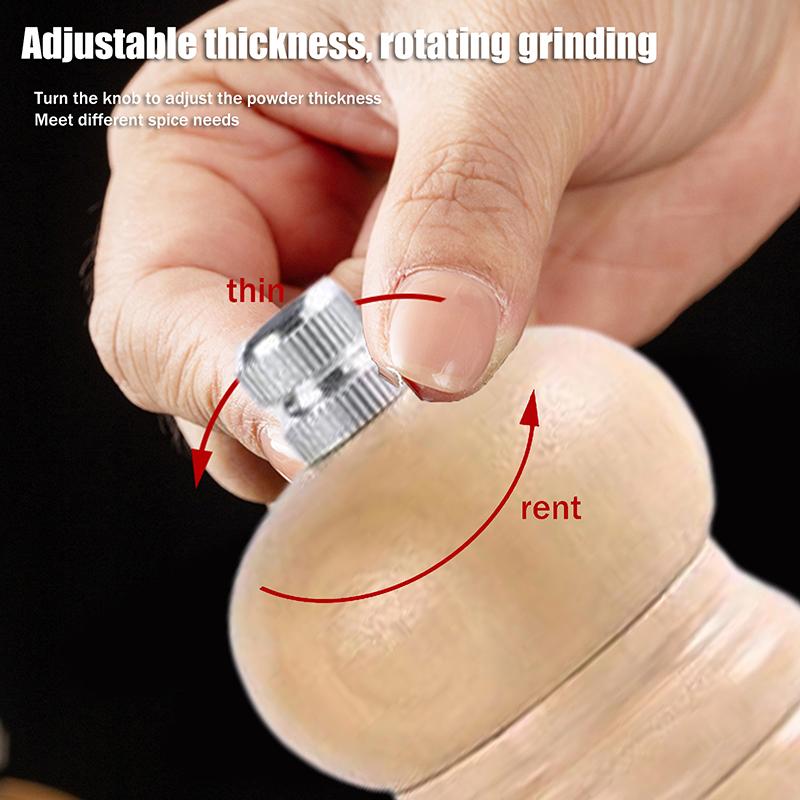 Wood Pepper Grinder Pepper Mill,Adjustable Coarseness 6/8/10 Inch Wooden Peppermill, Ceramic Grinding Mechanism Salt Mill