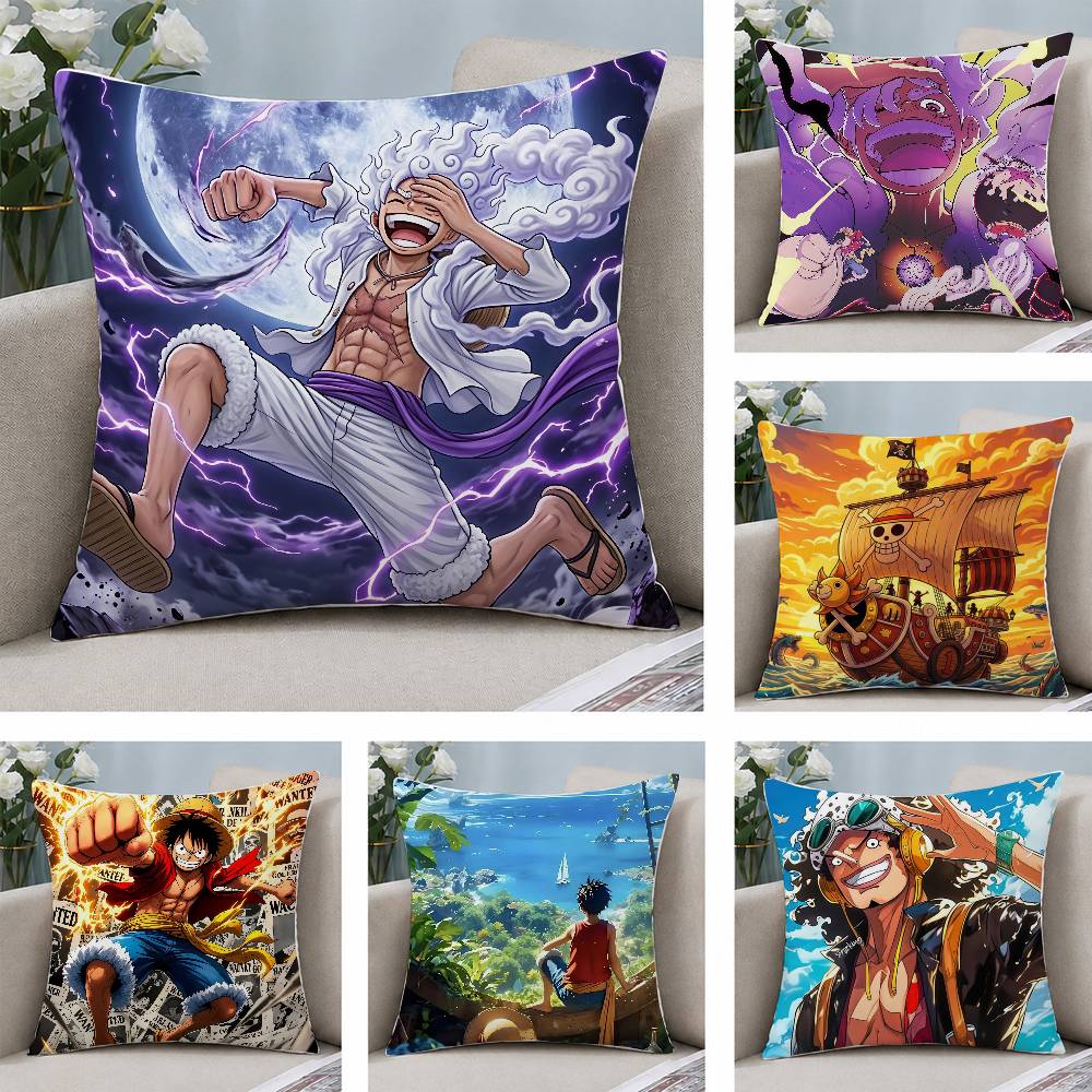 One Piece Gear Five Luffy Anime Plush Pillow Cover Soft Short Plush Cushion Cover For Sofa Bedroom Home Decor Gift Decoration