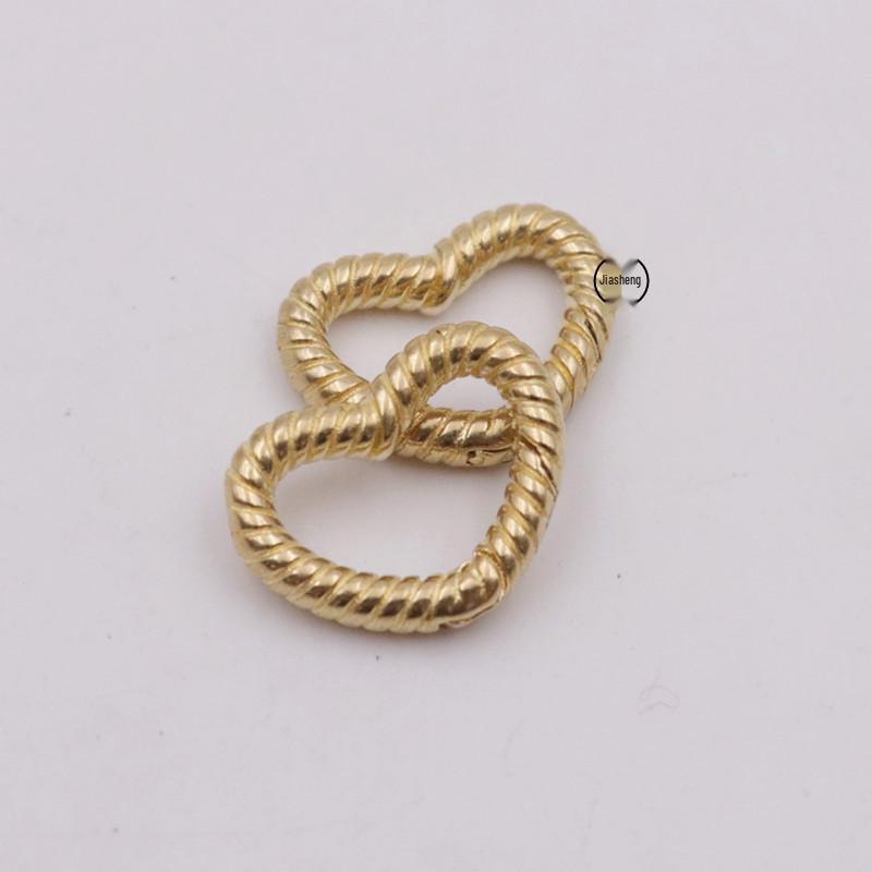 Movable Brass Heart Spring Clasp Twist Keychain Accessory