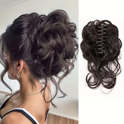 Synthetische Messy Buns Haargummis Extensions Klaue Clip In Lockige Wellenförmige Pferdeschwanz Haarteile Perücke Für Frauen
