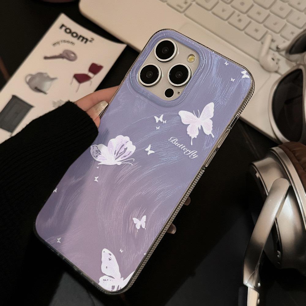 Feather Luster Phone Case for Samsung A53 A14 A33 A12 A32 S24 S23 Plus S20 S21 FE for iPhone 17 15 16 13 Pro 17 16 Pro Max Butterfly Bow Phone Case