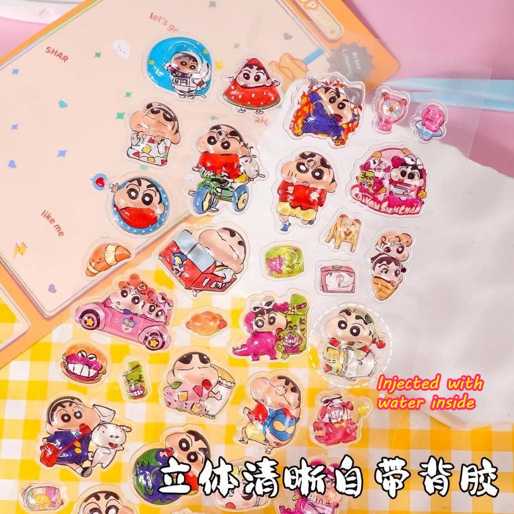 2025Kawaii Crayon Shin Chan Cartoon 3D PET Relief Water Sticker Cute DIY Mobile Phone Case Decoration Sticker