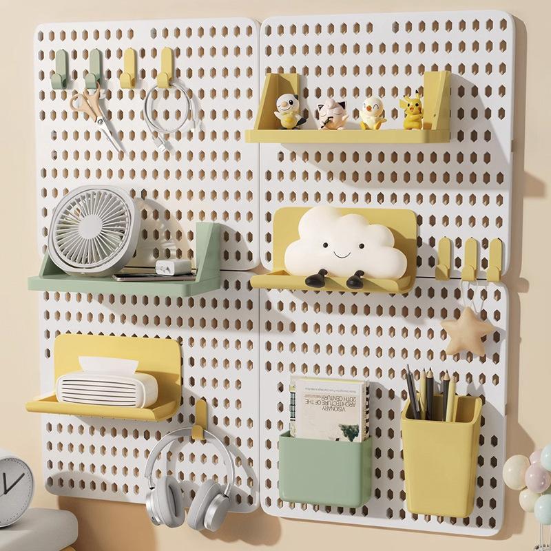 Hole Board Dormitory Wall Shelf Free Punching Adhesive Study Wall Mount Students Study Wall Mounted Storage Rack Home Decoration