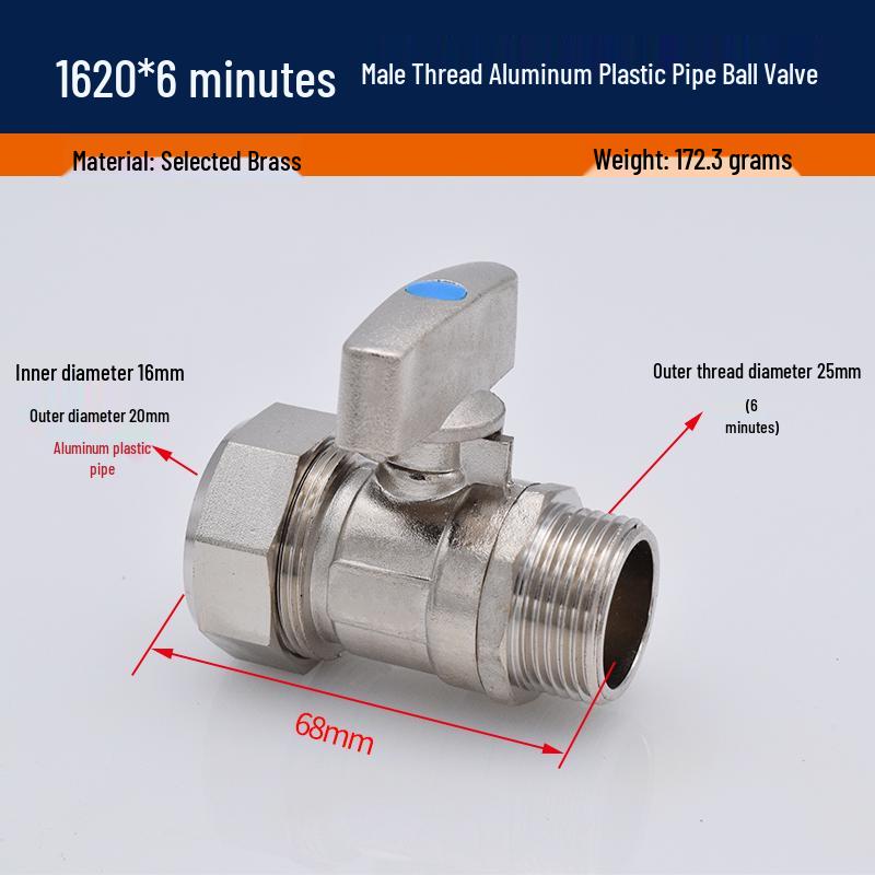 Solar Compression Ball Valve Switch with Aluminum-Plastic Pipe Fitting for Radiators 1/2" & 3/4" 2025 Model