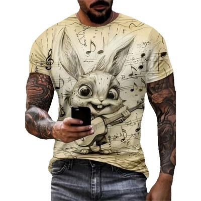 Sommer Herren Streetwear Lässig Vintage Herren T-Shirt 3D Lustiger Tierprint Kurzarm T-Shirt Rundhals Oversized Herren Tee