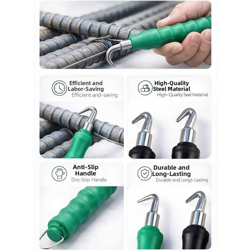 Heavy-Duty Steel Bar Tying Hook Non-Slip Handles Rebar Tie Wire Twister Construction Site