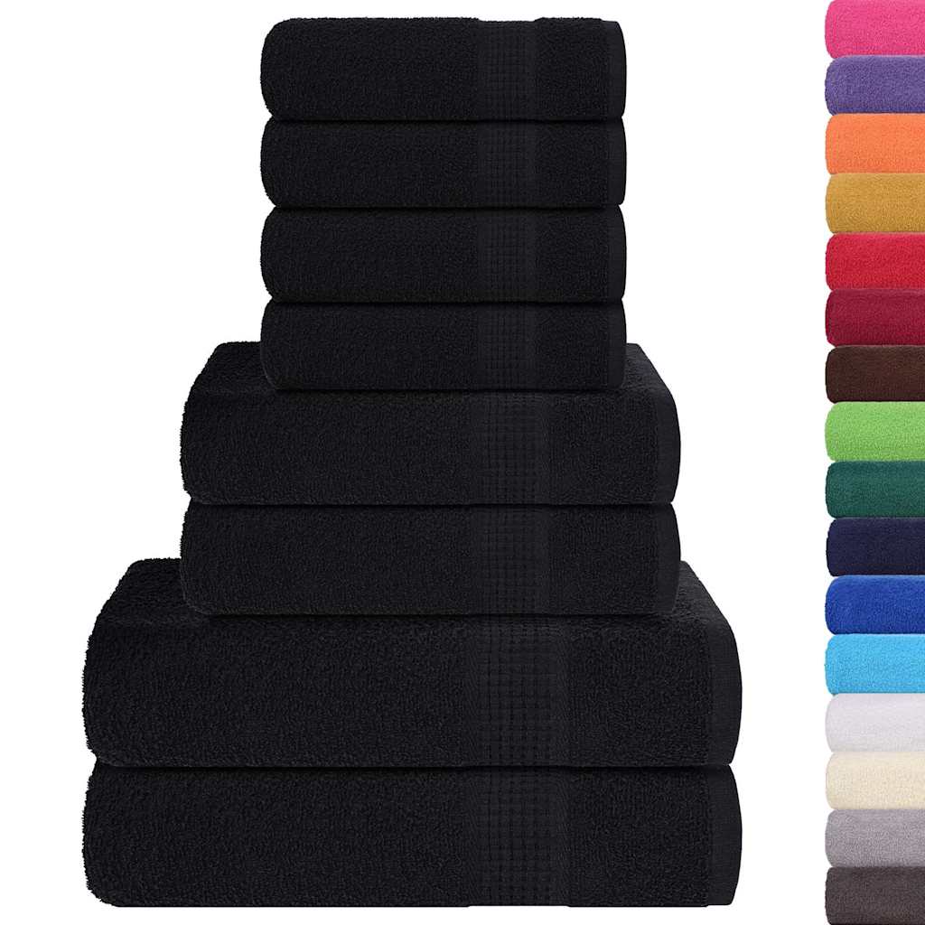Vidaxl 8-Cz. Towel Set, Black, 360 G/M2, 100% Cotton