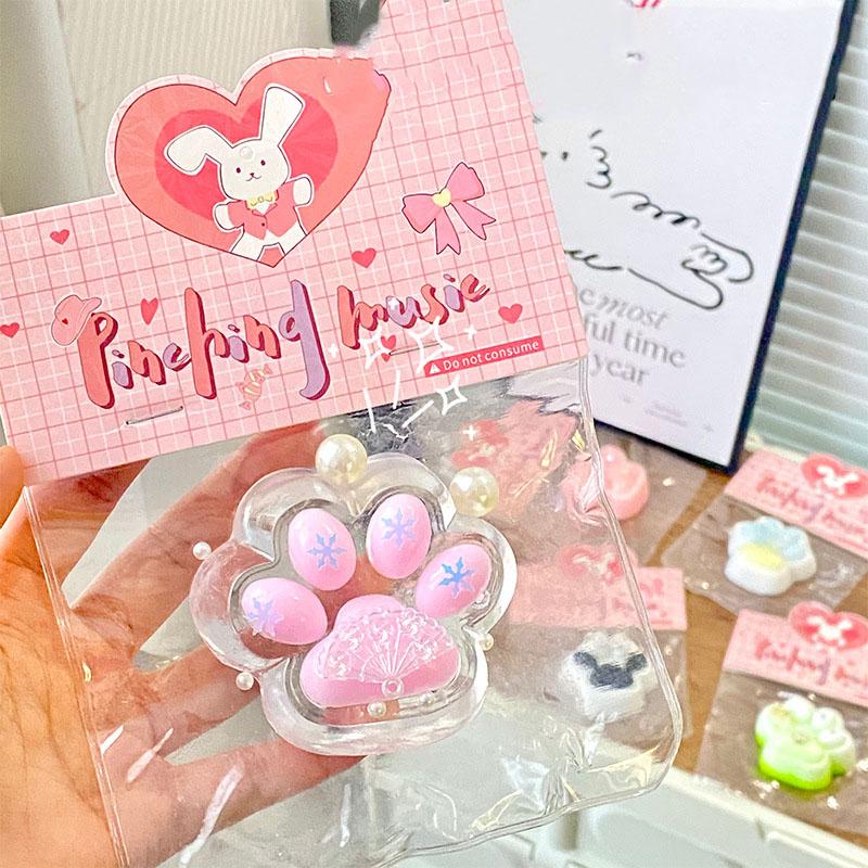 Mini brinquedos de apertar fofos emulação de desenho animado brinquedos de alívio do estresse criativos recuperação lenta garra de gato artefatos de descompressão