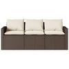 VidaXL Garden Sofa with Cushions 3-Seater Brown Wicker, Outdoor Sofa, Garden Sofa 3-Seater, Sofa 366342